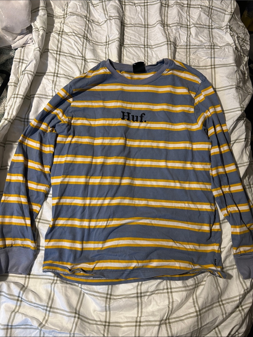 HUF Blue and Yellow Striped Long Sleeve Tee